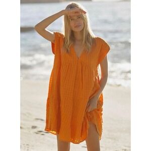 Anthropologie Maeve Juliet Dress Womens Small Marigold Orange Cotton Tiered Mini